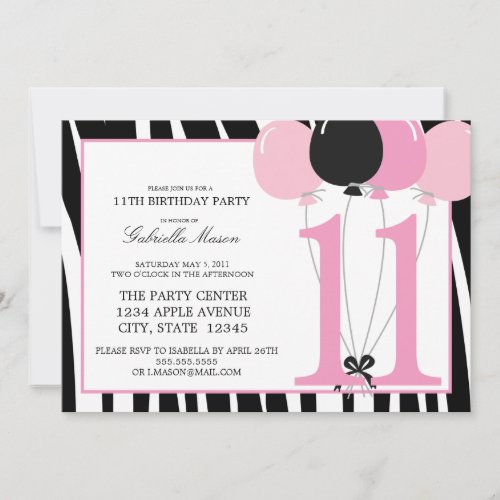 5x7 11th Birthday Party Invite