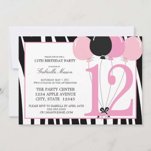 5x7 12th Birthday Party Invite