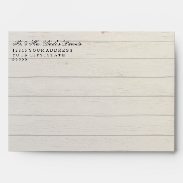 5x7 A2 Rustic Country Wood Board Hydrangea Floral Envelope (Front)