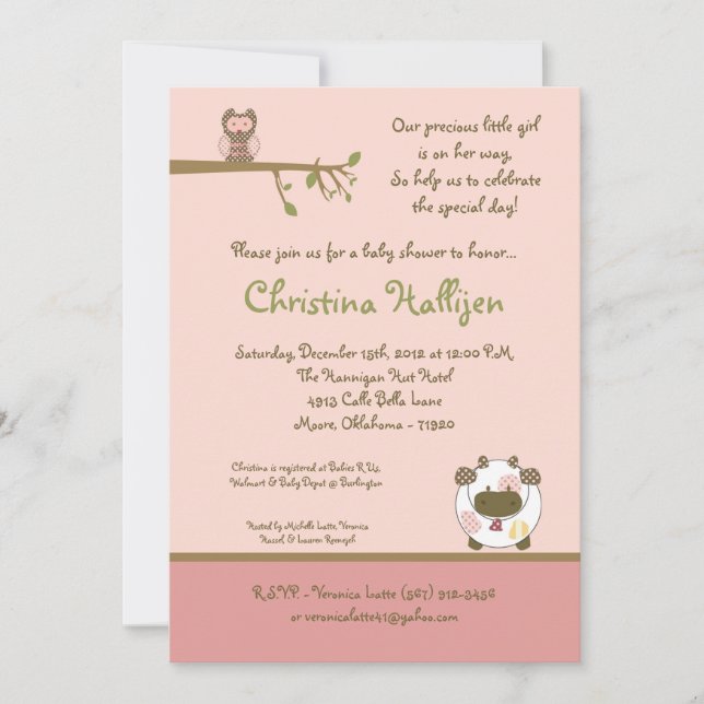5x7 Abby's Farm Pink Barn Baby Shower Invitation (Front)
