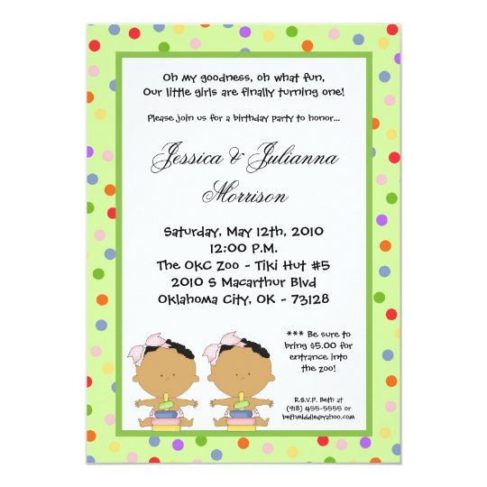 5x7 African American TWIN Birthday Part Invitation | Zazzle