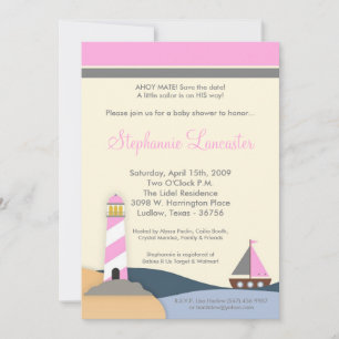 5x7 Ahoy Mate Sail Boat Baby Shower Invitation
