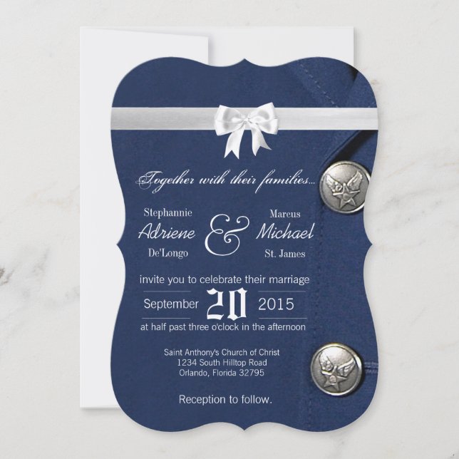 5x7 Air Force Class A Uniform Wedding Invitation (Front)