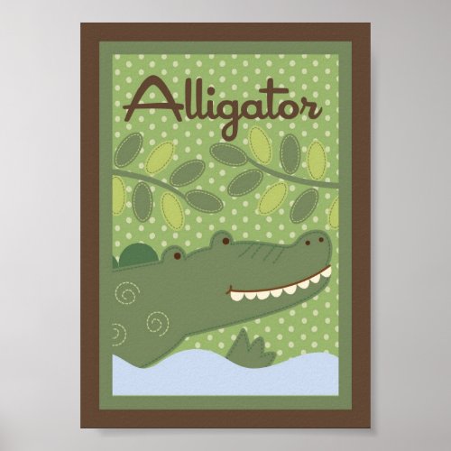 5x7 Alligato Jungle Safari Baby Bedding Wall Art