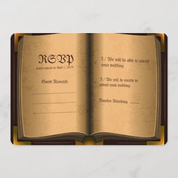 5x7 Ancient Vintage Leather Book Rsvp Wedding Card by zlatkocro at Zazzle