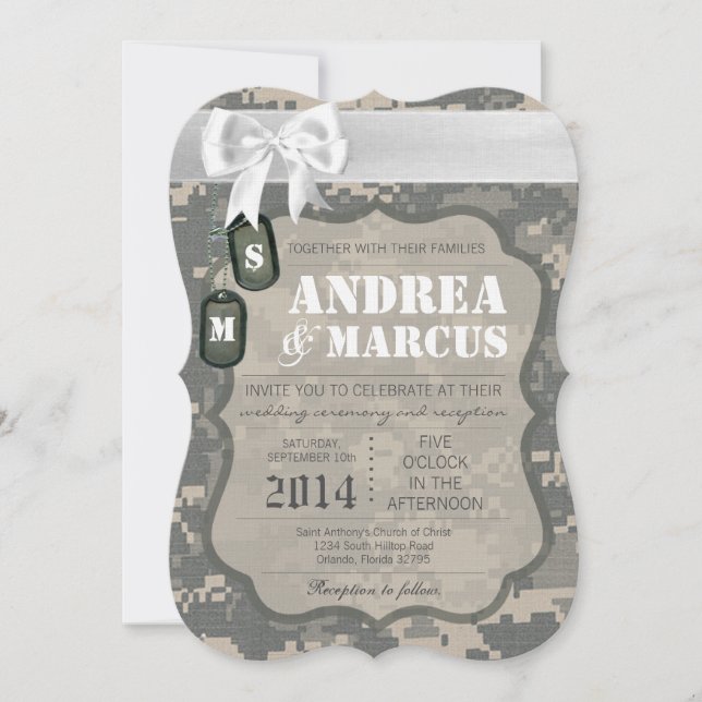 5x7  ARMY ACU Uniform Camo Wedding Invitation (Front)