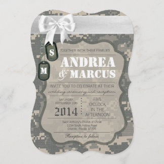 5x7 ARMY ACU Uniform Camo Wedding Invitation