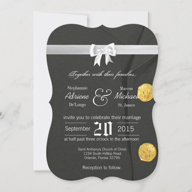 5x7 ARMY Dress Greens Uniform Wedding Invitation (Front)