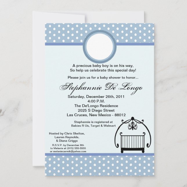 5x7 Baby Boy Shower Invitation (Front)