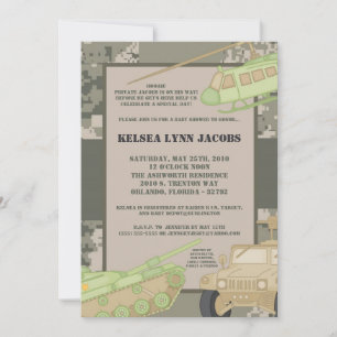 5x7 Baby Shower Invitation ARMY Camo ACU Print