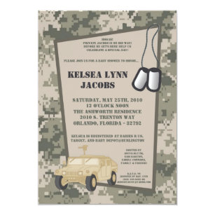 Army Baby Shower Invitations Zazzle 5x7 Baby Shower Invitation Army Camo Acu Print
