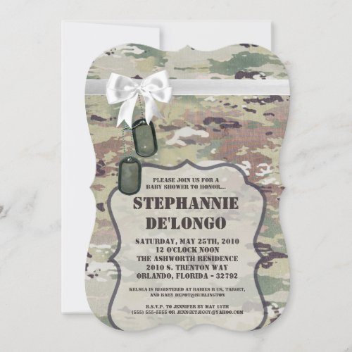 5x7 Baby Shower Invitation Army OCP Camo Uniform