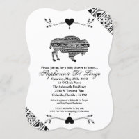 5x7 Baby Shower Invitation Boho Buffalo Tribal Pat