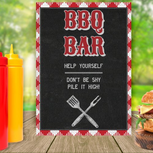 5x7 Backyard BBQ Birthday BBQ Bar Table Sign