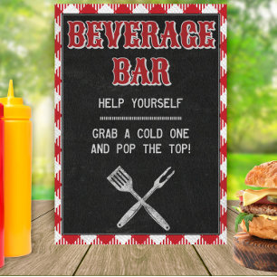 5x7 Backyard BBQ Birthday Beverage Bar Table Sign