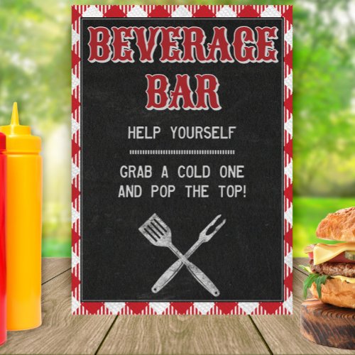 5x7 Backyard BBQ Birthday Beverage Bar Table Sign