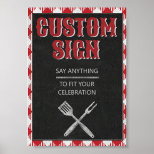 5X7 Backyard BBQ Birthday Custom Table Sign