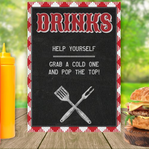 5x7 Backyard BBQ Birthday Drinks Table Sign