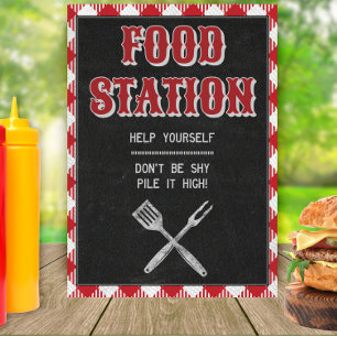 5x7 Backyard BBQ Birthday Food Station Table Sign