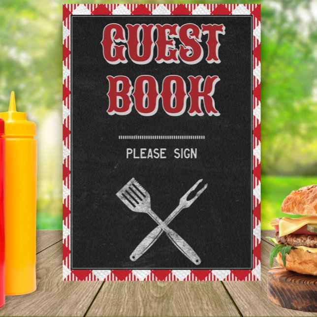 5x7 Backyard BBQ Birthday Guest Book Table Sign (Creator Uploaded)