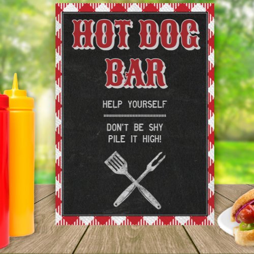 5x7 Backyard BBQ Birthday Hot Dog Bar Table Sign