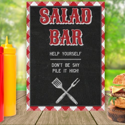 5x7 Backyard BBQ Birthday Salad Bar Table Sign
