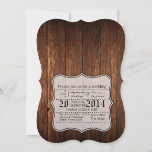 5x7 Barn Wood Country Rustic Wedding Invitation