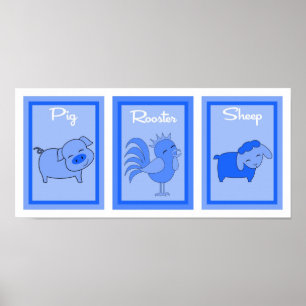 5X7 Barn Yard Boys Wall Art Collection