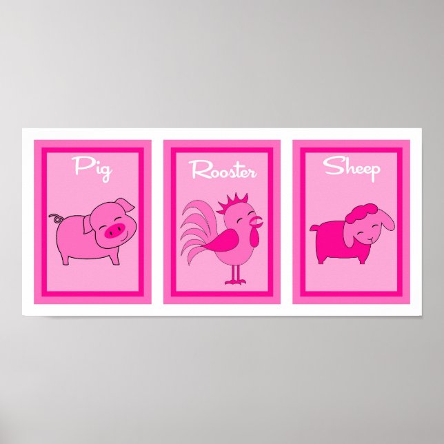 5X7 Barn Yard Girls Wall Art Collection (Front)