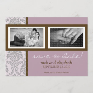 5X7 Baroque Purple/Brown Two-Photo Save the Date
