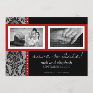 5X7 Baroque Red/Black Two-Photo Save the Date