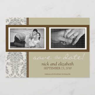 5X7 Baroque Sepia/Brown Two-Photo Save the Date