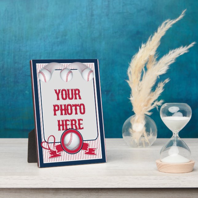 5x7 Baseball Card Frame 1-Red-White Stripe Plaque (Side)