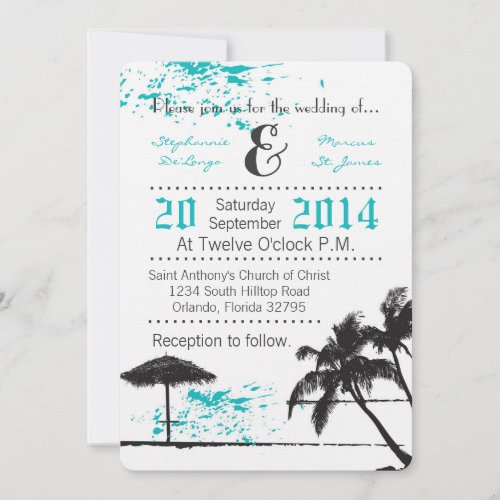 5x7 Beach Breeze Ocean Water Wedding Invitation