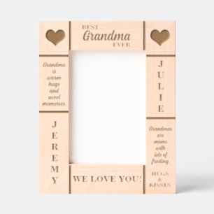 5x7 BEST Grandma Ever Grandkids Names Etched Frame