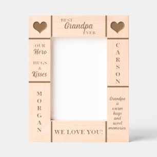 5x7 BEST Grandpa Ever Grandkids Names Etched Frame Engraved Frames