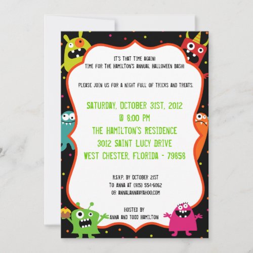 5x7 Birthday Bash Halloween Party Invitation