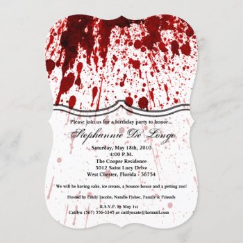 5x7 Birthday Invitation Blood Splatter Vampire Go by AnnLeeDesigns at Zazzle