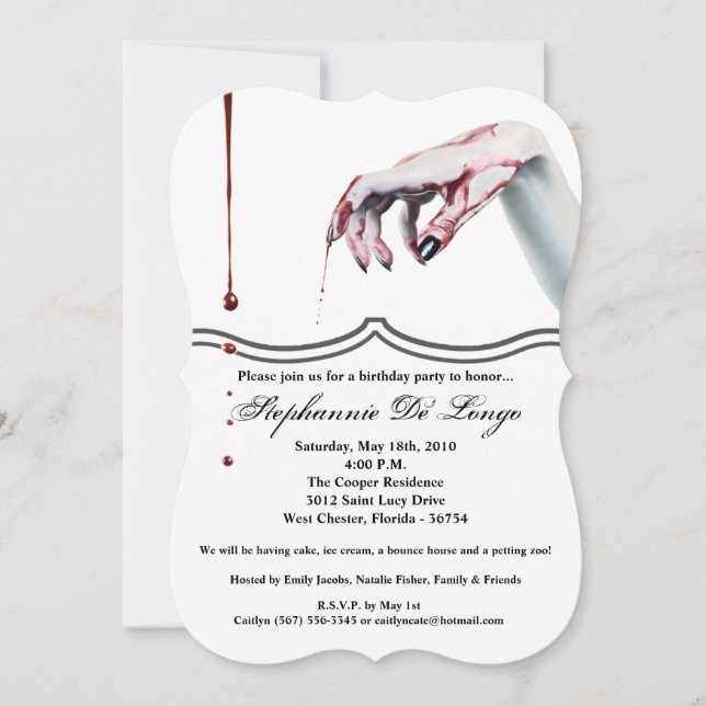 5x7 Birthday Invitation zombie blood drip vampire (Front)