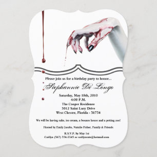 5x7 Birthday Invitation zombie blood drip vampire