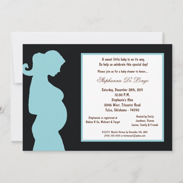 5x7 Black Baby Shower Invitation (Front)