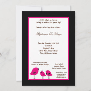 5x7 Black Bird Baby Shower Invitation