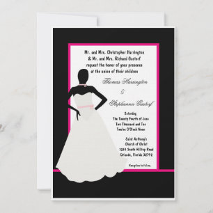 5x7 Black Bride Wedding Invitation