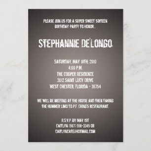 5x7 Black DJ Spin Turntable 16 Birthday Invitation