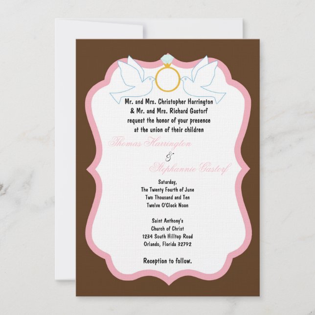 5x7 Black Dove Diamond Wedding Invitation (Front)