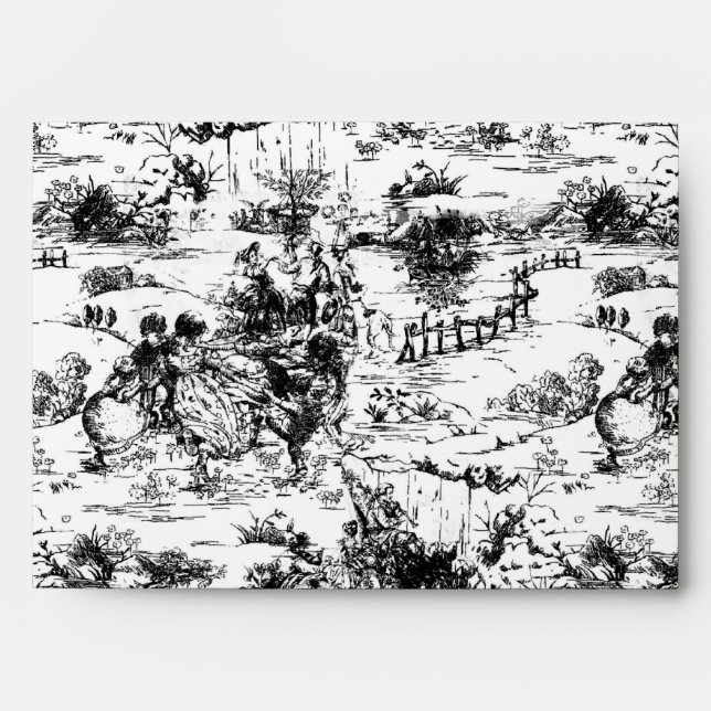 5x7 Black Toile Outside White Inside Envelope (Front)