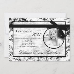 5x7 Black Toile Photo Graduation Announcement