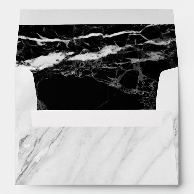 5x7 Black White Marble Stone Texture Envelope (Back (Bottom))