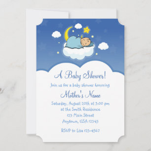 5x7 Blue Cloud Baby Boy Baby Shower Invitations