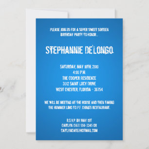 5x7 Blue DJ Spin Turntable 16 Birthday Invitation